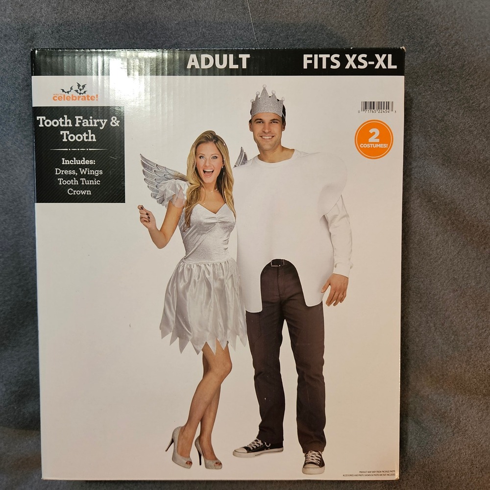 Celebrate Tooth Fairy and Tooth Adult Costume Set Fits XS XL‎ Halloween cosplay